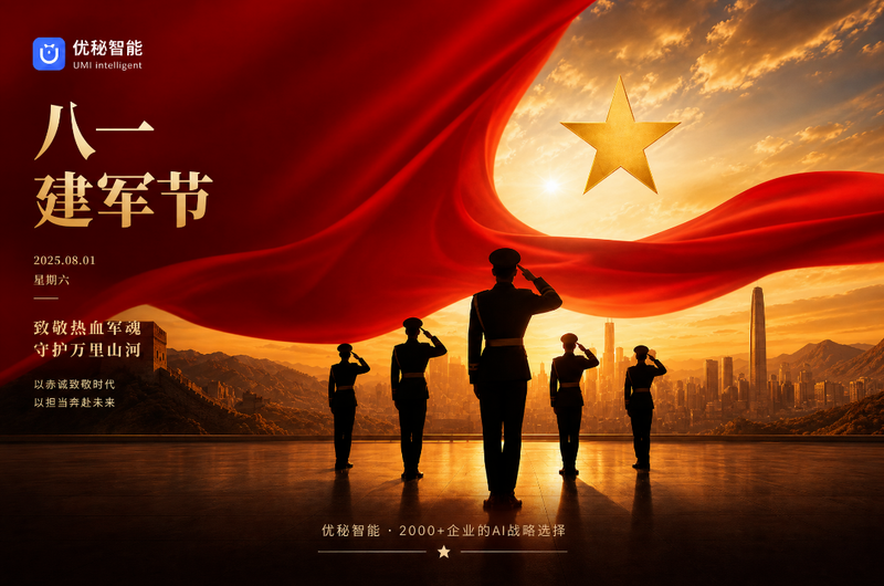 优秘智能八一建军节致敬海报