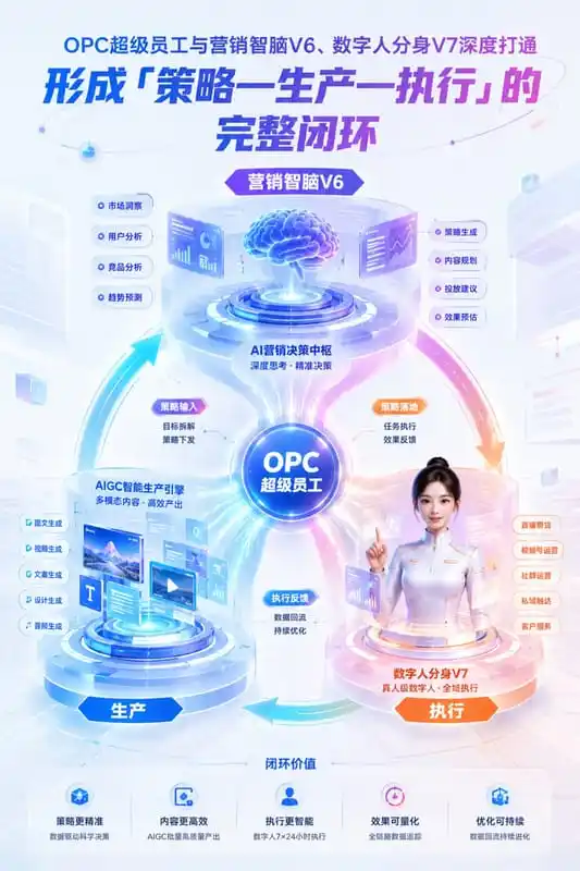 图8OPC超级员工营销智脑V6、数字人分身V7完整闭环